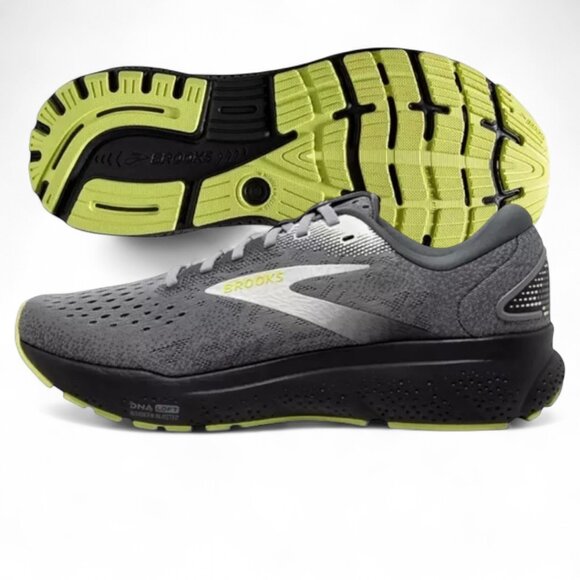 Brooks Ghost 16 Mens Running Shoes Primer Grey Lime 110418 1D 040 (NEW) - Picture 1 of 6